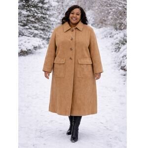 Vtg. Ed Behan Inc. Tweed Shop 100% Cashmere Coat Women's Sz. 20 - XXL Tan